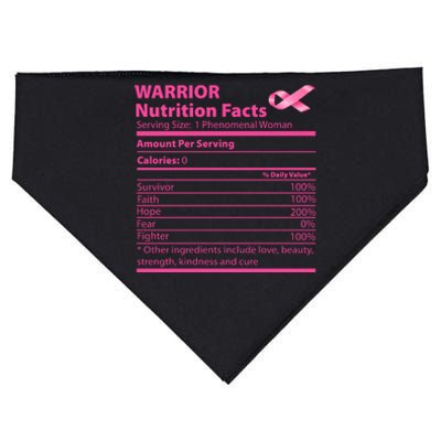 Breast Cancer Awareness Warrior Nutrition Facts Faith Hope USA-Made Doggie Bandana