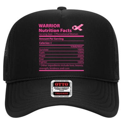 Breast Cancer Awareness Warrior Nutrition Facts Faith Hope High Crown Mesh Back Trucker Hat