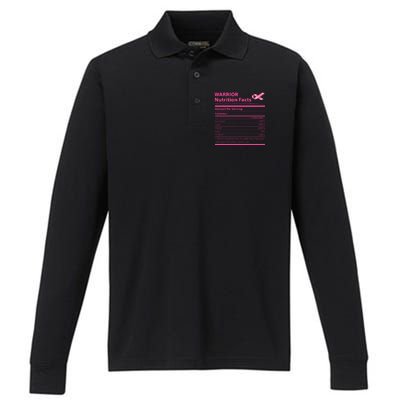 Breast Cancer Awareness Warrior Nutrition Facts Faith Hope Performance Long Sleeve Polo