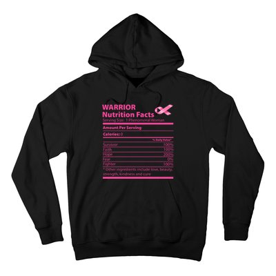 Breast Cancer Awareness Warrior Nutrition Facts Faith Hope Hoodie