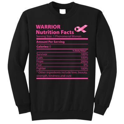 Breast Cancer Awareness Warrior Nutrition Facts Faith Hope Sweatshirt