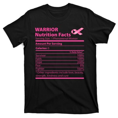 Breast Cancer Awareness Warrior Nutrition Facts Faith Hope T-Shirt