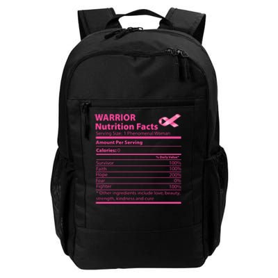 Breast Cancer Awareness Warrior Nutrition Facts Faith Hope Daily Commute Backpack