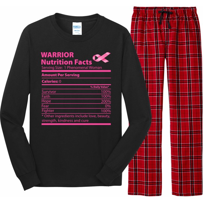 Breast Cancer Awareness Warrior Nutrition Facts Faith Hope Long Sleeve Pajama Set