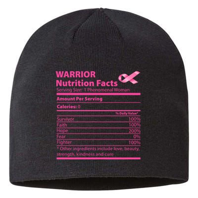 Breast Cancer Awareness Warrior Nutrition Facts Faith Hope Sustainable Beanie