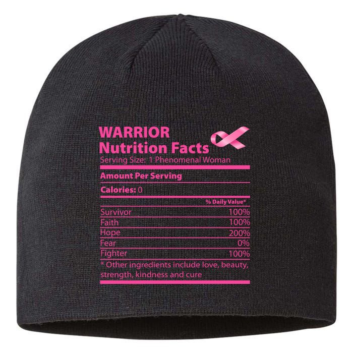 Breast Cancer Awareness Warrior Nutrition Facts Faith Hope Sustainable Beanie