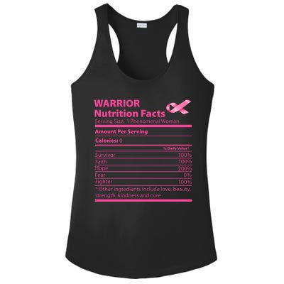 Breast Cancer Awareness Warrior Nutrition Facts Faith Hope Ladies PosiCharge Competitor Racerback Tank