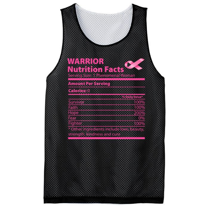 Breast Cancer Awareness Warrior Nutrition Facts Faith Hope Mesh Reversible Basketball Jersey Tank