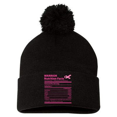 Breast Cancer Awareness Warrior Nutrition Facts Faith Hope Pom Pom 12in Knit Beanie