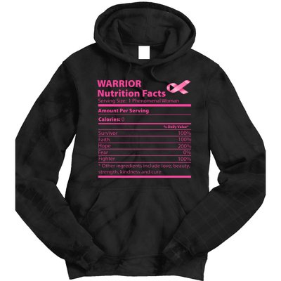 Breast Cancer Awareness Warrior Nutrition Facts Faith Hope Tie Dye Hoodie