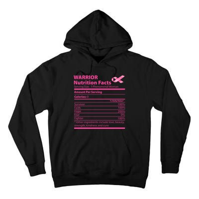 Breast Cancer Awareness Warrior Nutrition Facts Faith Hope Tall Hoodie