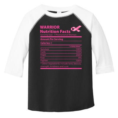 Breast Cancer Awareness Warrior Nutrition Facts Faith Hope Toddler Fine Jersey T-Shirt