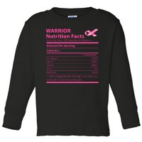 Breast Cancer Awareness Warrior Nutrition Facts Faith Hope Toddler Long Sleeve Shirt