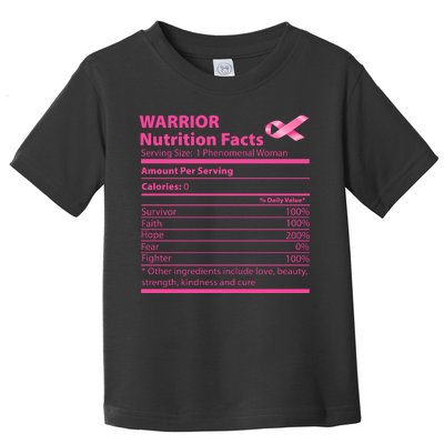 Breast Cancer Awareness Warrior Nutrition Facts Faith Hope Toddler T-Shirt