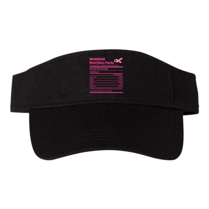 Breast Cancer Awareness Warrior Nutrition Facts Faith Hope Valucap Bio-Washed Visor