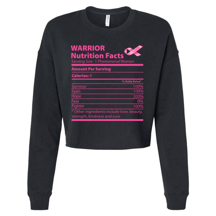 Breast Cancer Awareness Warrior Nutrition Facts Faith Hope Cropped Pullover Crew