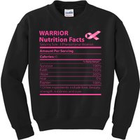 Breast Cancer Awareness Warrior Nutrition Facts Faith Hope Kids Sweatshirt