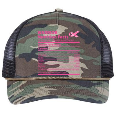 Breast Cancer Awareness Warrior Nutrition Facts Faith Hope Retro Rope Trucker Hat Cap