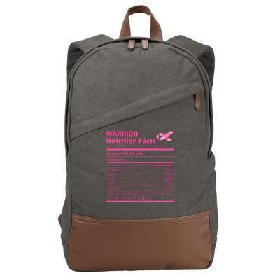 Breast Cancer Awareness Warrior Nutrition Facts Faith Hope Cotton Canvas Backpack