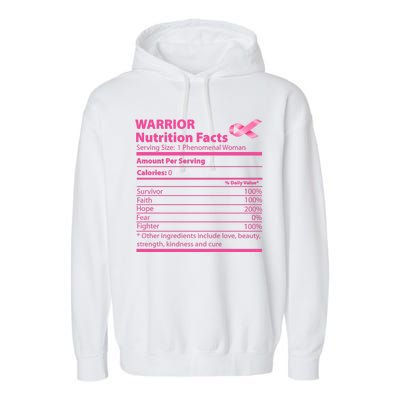 Breast Cancer Awareness Warrior Nutrition Facts Faith Hope Garment-Dyed Fleece Hoodie