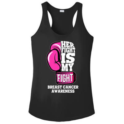 Breast Cancer Awareness Her Fight Is My Fight Boxing Glove Ladies PosiCharge Competitor Racerback Tank