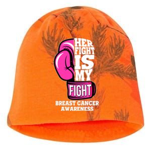 Breast Cancer Awareness Her Fight Is My Fight Boxing Glove Kati - Camo Knit Beanie