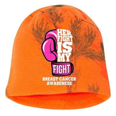 Breast Cancer Awareness Her Fight Is My Fight Boxing Glove Kati - Camo Knit Beanie