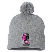 Breast Cancer Awareness Her Fight Is My Fight Boxing Glove Pom Pom 12in Knit Beanie