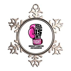 Breast Cancer Awareness Her Fight Is My Fight Boxing Glove Metallic Star Ornament