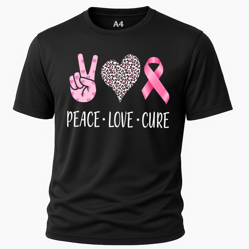 Breast Cancer Awareness Peace Love Cure Cooling Performance Crew T-Shirt