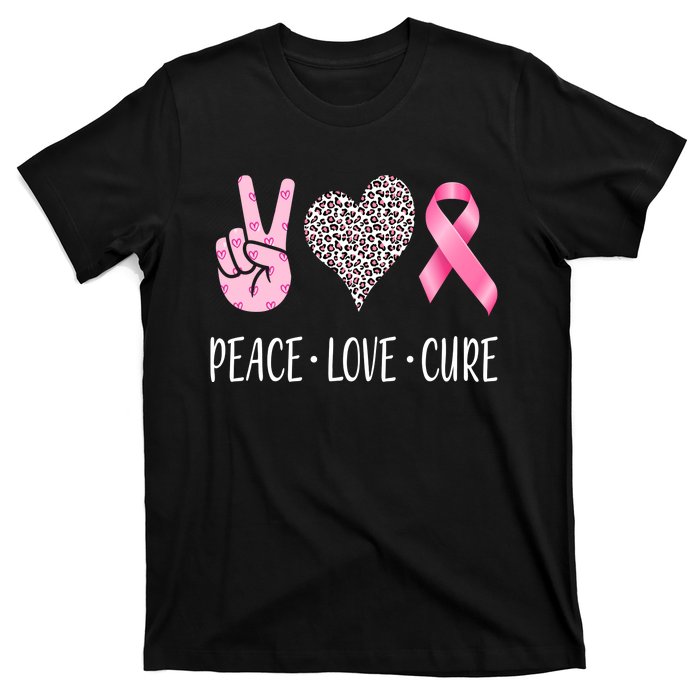 Breast Cancer Awareness Peace Love Cure T-Shirt