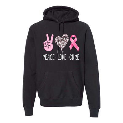 Breast Cancer Awareness Peace Love Cure Premium Hoodie