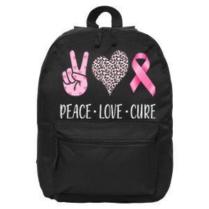 Breast Cancer Awareness Peace Love Cure 16 in Basic Backpack