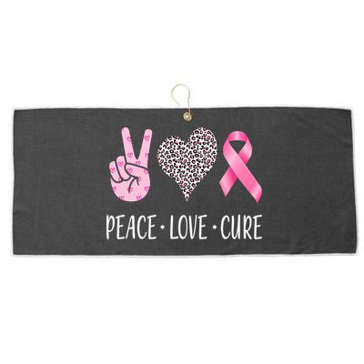 Breast Cancer Awareness Peace Love Cure Large Microfiber Waffle Golf Towel