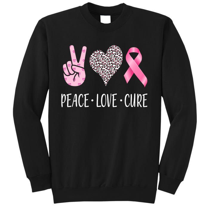 Breast Cancer Awareness Peace Love Cure Tall Sweatshirt