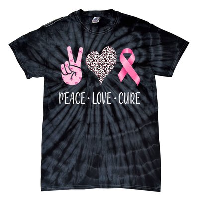 Breast Cancer Awareness Peace Love Cure Tie-Dye T-Shirt