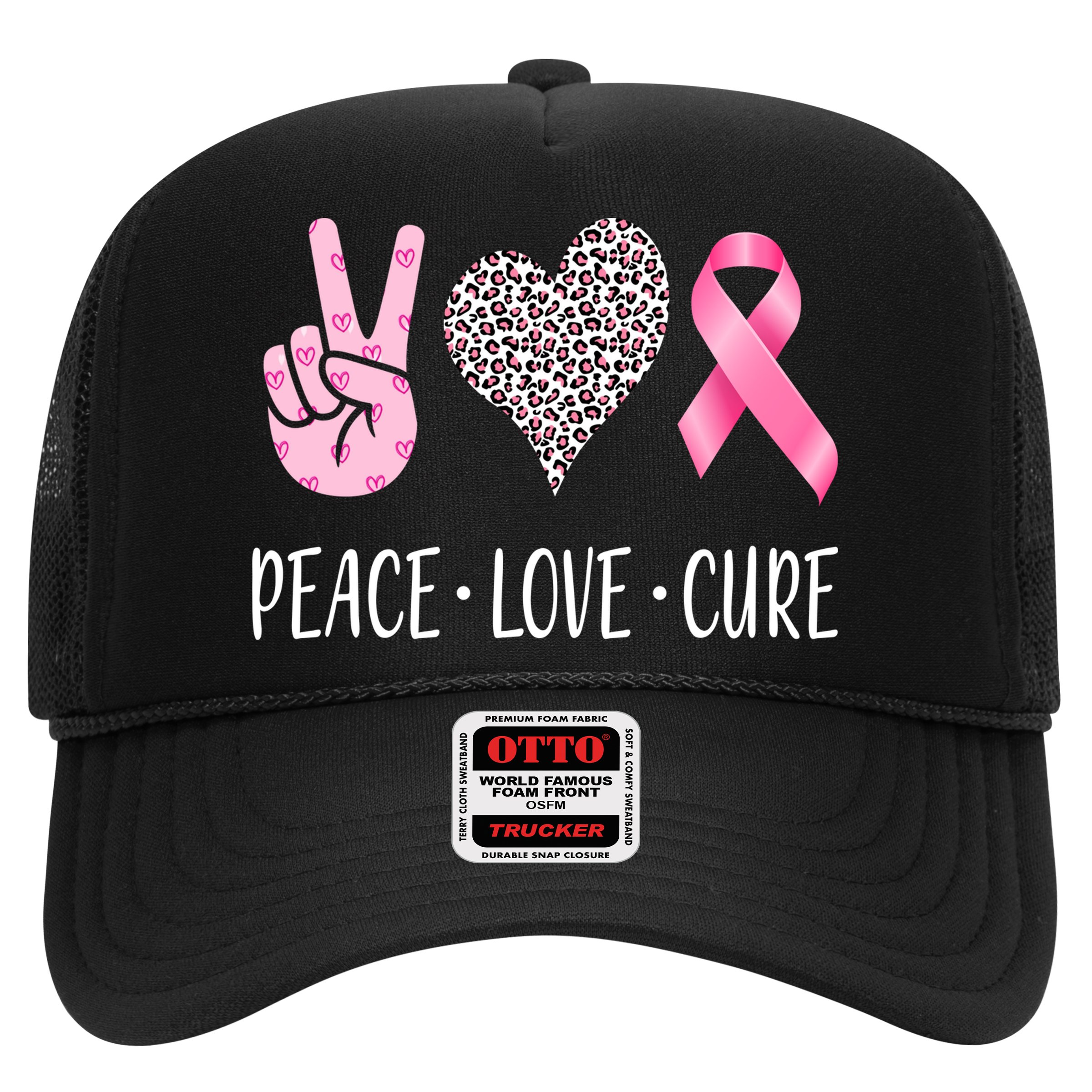 Breast Cancer Awareness Peace Love Cure Hat
