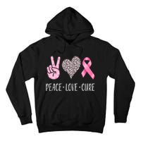 Breast Cancer Awareness Peace Love Cure Tall Hoodie