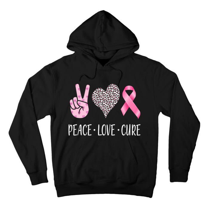 Breast Cancer Awareness Peace Love Cure Tall Hoodie