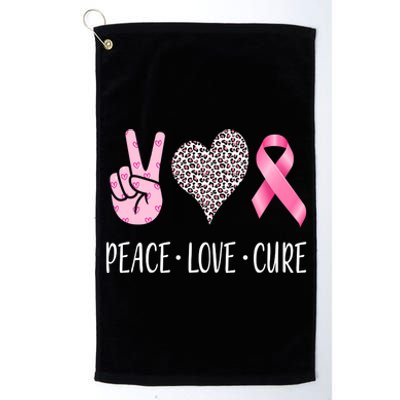 Breast Cancer Awareness Peace Love Cure Platinum Collection Golf Towel