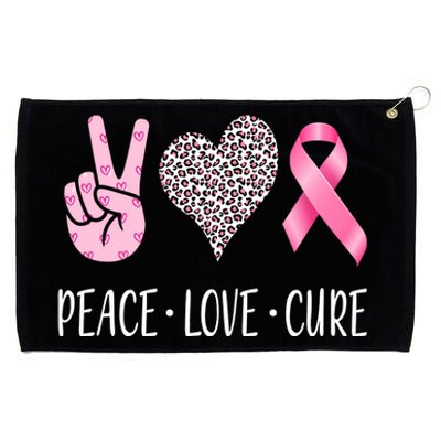 Breast Cancer Awareness Peace Love Cure Grommeted Golf Towel