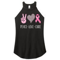 Breast Cancer Awareness Peace Love Cure Women’s Perfect Tri Rocker Tank