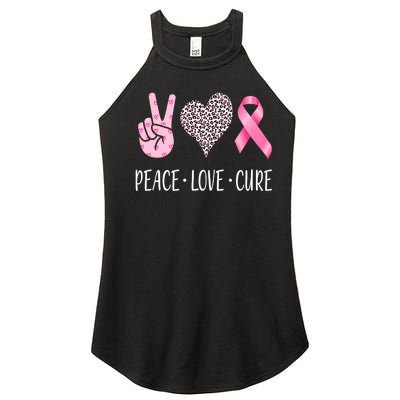 Breast Cancer Awareness Peace Love Cure Women’s Perfect Tri Rocker Tank