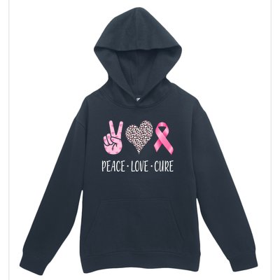 Breast Cancer Awareness Peace Love Cure Urban Pullover Hoodie