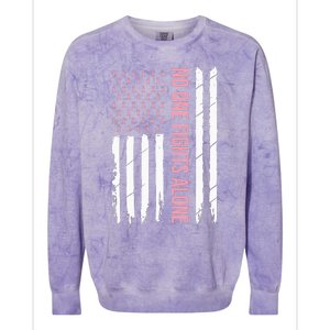 Breast Cancer Awareness Usa American Flag Colorblast Crewneck Sweatshirt