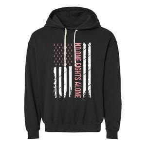 Breast Cancer Awareness Usa American Flag Garment-Dyed Fleece Hoodie