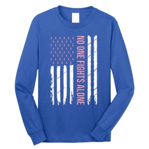 Breast Cancer Awareness Usa American Flag Long Sleeve Shirt