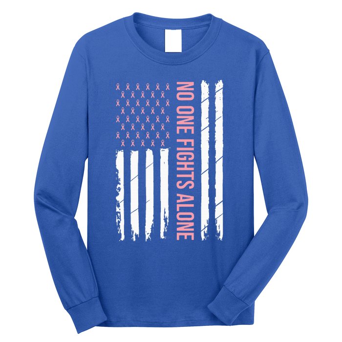 Breast Cancer Awareness Usa American Flag Long Sleeve Shirt