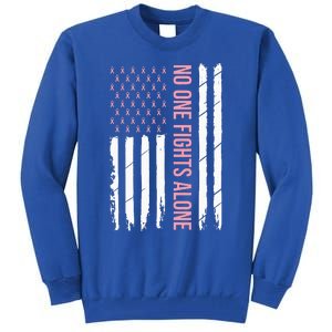 Breast Cancer Awareness Usa American Flag Tall Sweatshirt