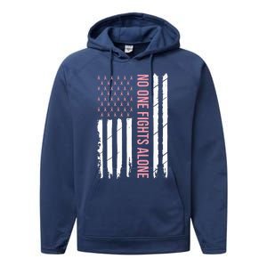 Breast Cancer Awareness Usa American Flag Performance Fleece Hoodie